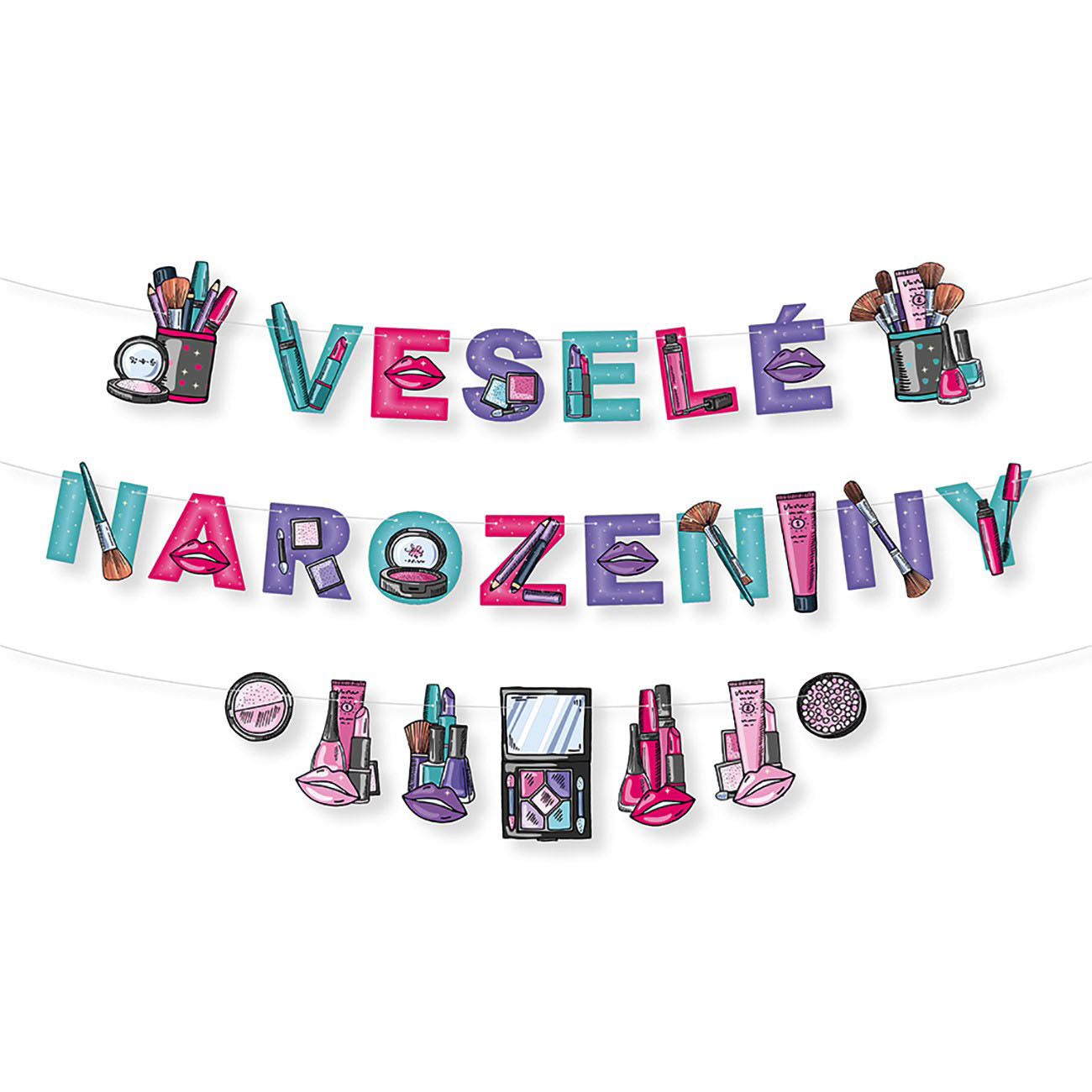 Girlanda Veselé narozeniny Girl 3x 120 cm