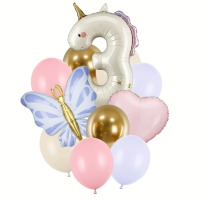 Bal�nkov� buket - Jednoro�ec "3" pastelov� 11ks