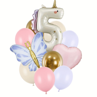 Bal�nkov� buket - Jednoro�ec "5" pastelov� 11ks