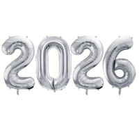Balonkov� set - Silvestr 2026, st��brn� 86 cm 4ks