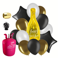 Helium - Balonkov� buket �erno-zlat� Silvestrovsk� L�hev 13ks