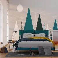 Vliesová fototapeta na zed' Špičaté hory a měsíc | 375 x 270 cm | FTNS 1270