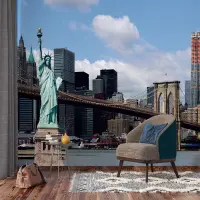 Vliesová fototapeta na zed' Brooklynský most a Socha svobody | 375 x 270 cm | FTNXXL 0426