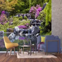 Vliesová fototapeta na zed' Řeka a kvetoucí les | 375 x 270 cm | FTNXXL 1122