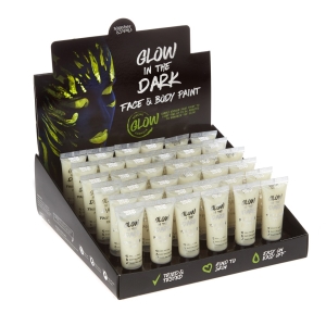 Barva na obličej a tělo svítící ve tmě v tubě