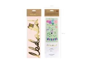 Baner Lama - Lalala Llama, zlat, 12,5x82cm