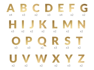 Bannery Abeceda, zlat, 14 cm (1 balen / 63 ks)