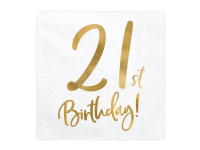 Servítky 21. narozeniny, bílá, 33x33cm (1 bal. / 20 ks)