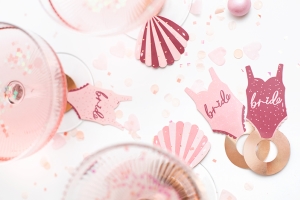 Značky na skleničky Plavky a Mušle, 8x5 cm, mix (1 bal. / 10 ks)